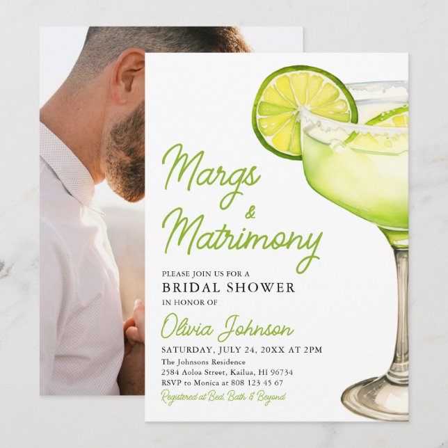Invitation Marges modernes et Fête des mariées de cocktails M (Devant / Derrière)