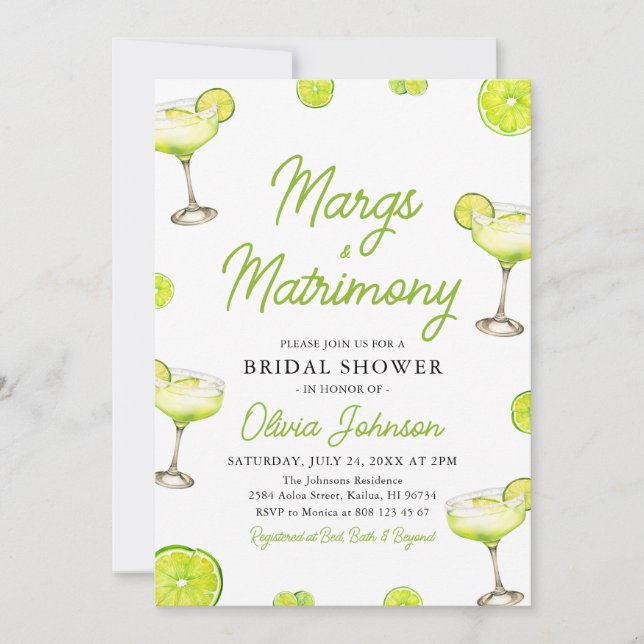 Invitation Marges modernes et Fête des mariées de cocktails M (Devant)
