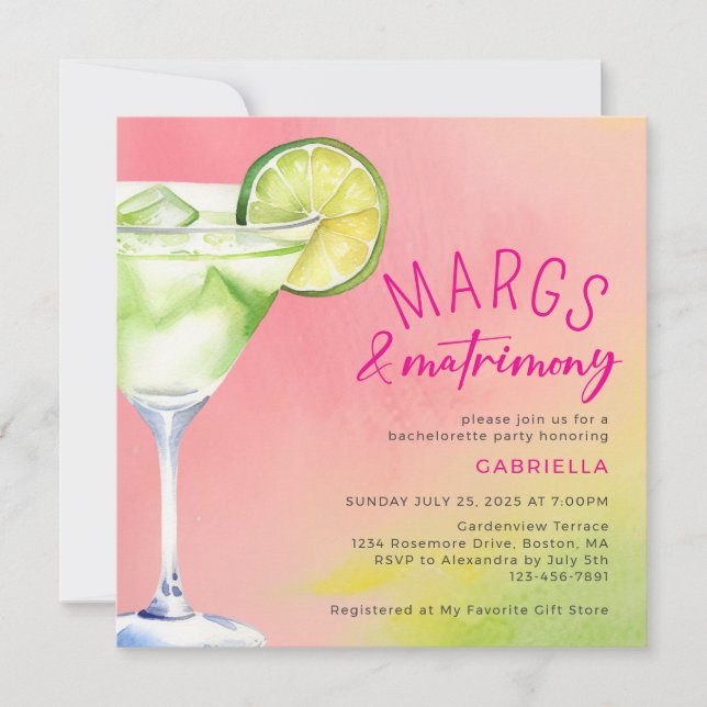 Invitation Margs et Mariage Enterrement de Vie de Jeune Fille (Devant)