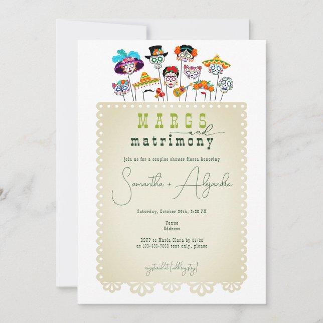 Invitation Margs & Mariage Mexicaine Fiesta Couples Douche (Devant)