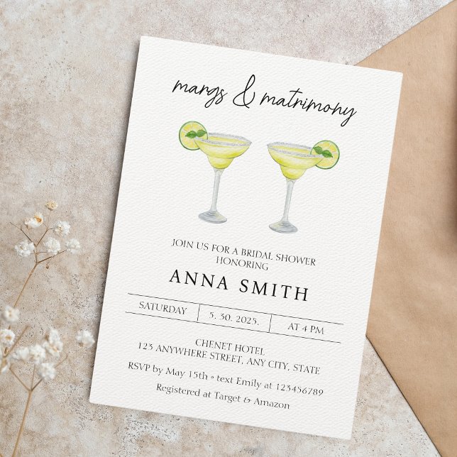 Invitation Margs & Matrimony Cocktail Fête des mariées (Margs & Matrimony Bridal Shower)