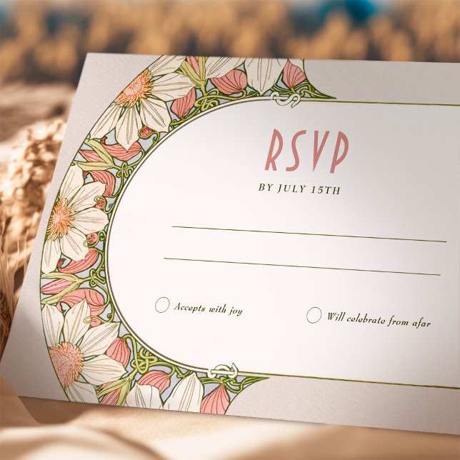 Invitation Marguerite Daisy Dusty Mariage RSVP Art Nouveau (Créateur téléchargé)