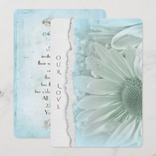 Invitation marguerite mariage en aqua souple avec bord en pap