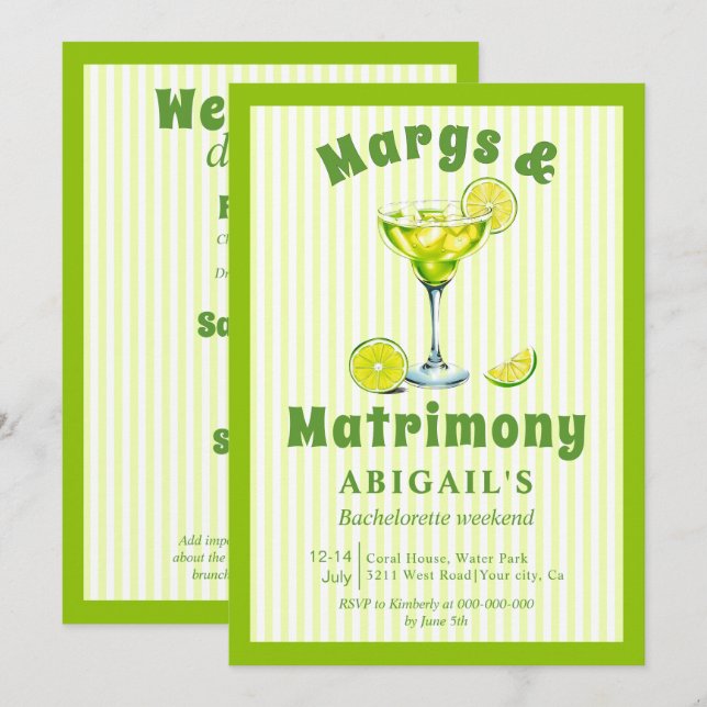 Invitation Marguerite & Mariage fin de semaine bachelorette v (Devant / Derrière)