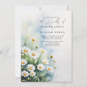 Invitation marguerites aquarelles meadow qr code mariage