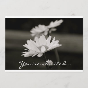 Invitation Marguerites en noir et blanc