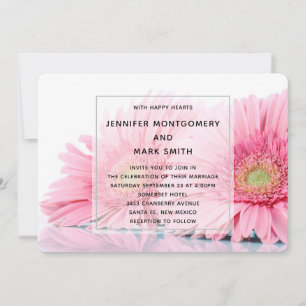 Invitation Marguerites Gerbera roses Élégante photo de mariag