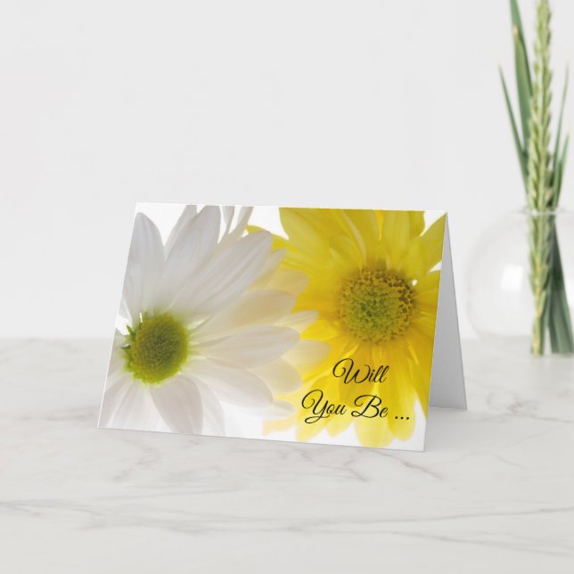 Invitation Marguerites jaunes et blanches serez-vous ma demoi (Devant)