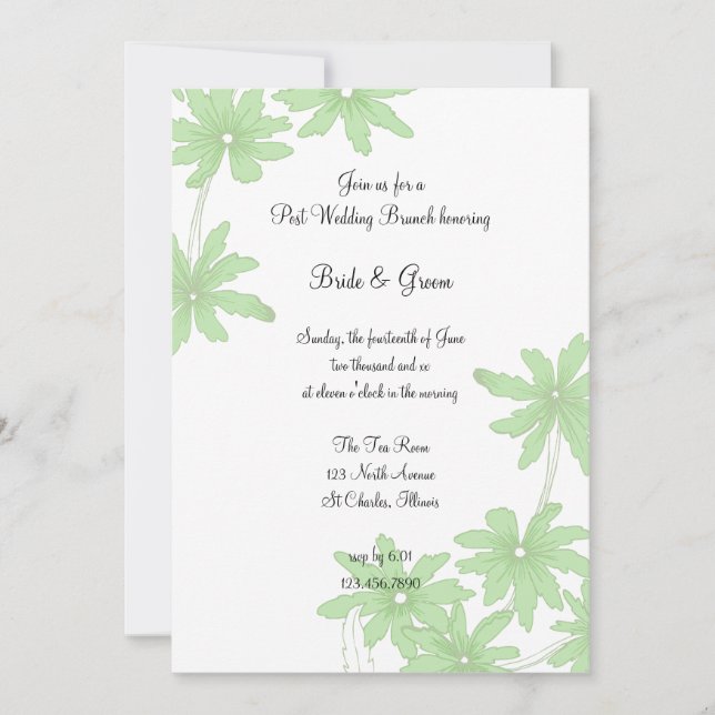 Invitation Marguerites vert clair Brunch du lendemain de mari (Devant)