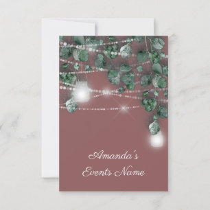 Invitation Mariage 16 Lumières Pots Rustique Vert Fumé Rose