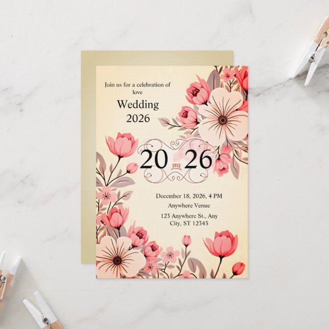 Invitation mariage 2026 (Devant/Arrière en situation)