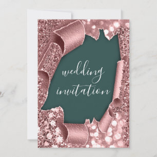 Invitation Mariage 3D Effet panier Cadre WoodlandTeal Rose