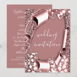 Invitation Mariage 3D Panier effet Cadre Rose Blush Royal