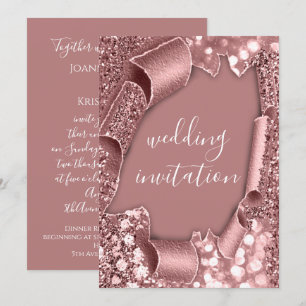 Invitation Mariage 3D Panier effet Cadre Rose Blush Royals