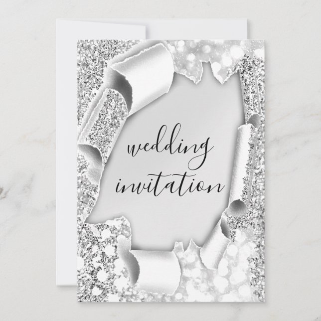 Invitation Mariage 3D Panier Effet Elégante Parties scintilla (Devant)