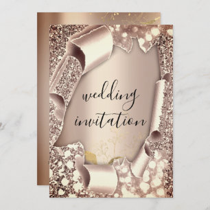 Invitation Mariage 3D Panier effet Frame Florals Rose Or
