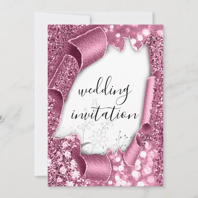 Invitation Mariage 3D Panier effet Rose blanche Parties scint (Devant)