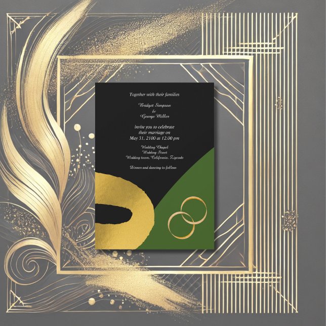 Invitation mariage à anneau doré tri-couleur (Créateur téléchargé)