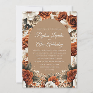 Invitation Mariage à arc floral en terre cuite Taupe