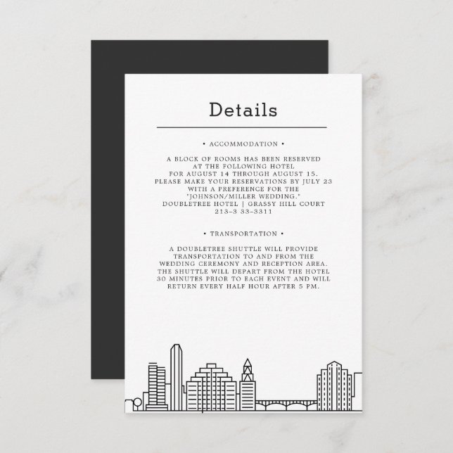 Invitation Mariage à Austin | Informations pour les invités (Devant / Derrière)