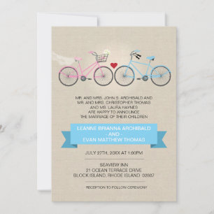 Invitation Mariage à bicyclette style lin