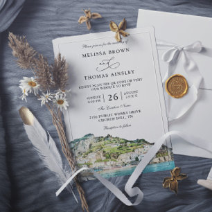Invitation Mariage à budget avec QR code sur la côte d'Amalfi
