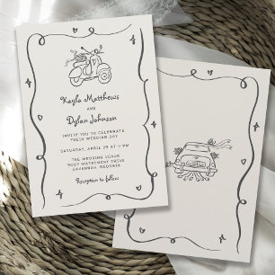 Invitation Mariage à cadre ondulé dessiné à la main de façon