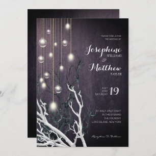 Invitation Mariage à chaîne de lumière verticale cristalline 