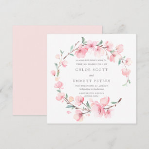 Invitation Mariage à charpente florale en fleurs de cerisier 