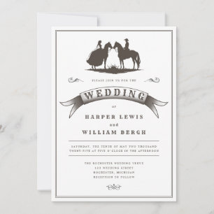 Invitation mariage à cheval de l'Ouest vintage