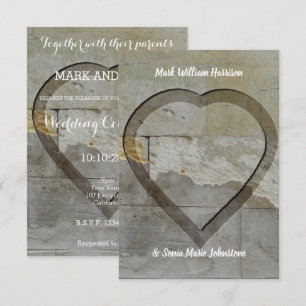 Invitation mariage à coeur de pierre
