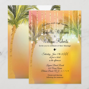 Invitation Mariage à cordes Tropical Palm Beach