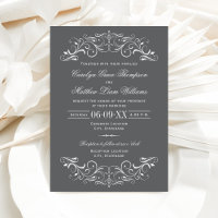 Mariage à défilement orné gris et blanc