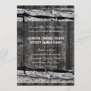 Invitation Mariage à dentelle Vintage en bois rustique