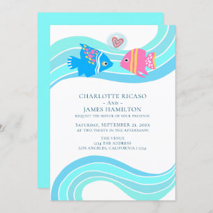 Invitation Mariage à deux poissons tropicaux