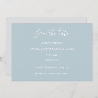 Invitation Mariage à Dusty Blue Gris et Blanc Enregistrer la 