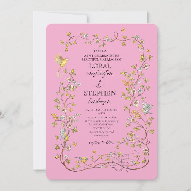 Invitation Mariage à feuillage persistant Elegance (Devant)