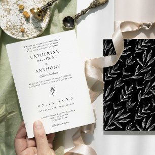 Invitation Mariage à feuilles classiques élégant et minimalis