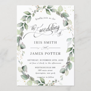 Invitation Mariage à feuilles de verdure des eucalyptus rusti