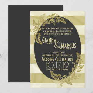 Invitation Mariage à feuilles modernes et à feuilles d'or
