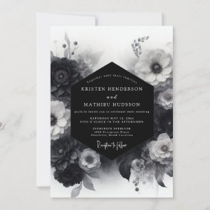 Invitation Mariage à Fleur Dramatique Monochrome