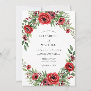 Invitation Mariage à Fleur Rouge en Fleurs