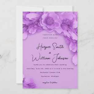 Invitation mariage à fleurs 3d violet d'inspiration barbie