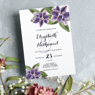 Invitation Mariage à fleurs blanc blanc et chic