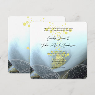 Invitation Mariage à fleurs bleu Fuchsia Calla