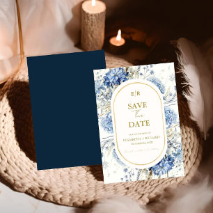 Invitation Mariage à fleurs de printemps bleu bleu marine Dus