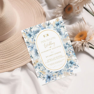 Invitation Mariage à fleurs de printemps bleu bleu marine Dus
