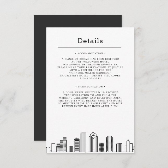 Invitation Mariage à Houston | Détails pour les invités (Devant / Derrière)