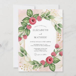 Invitation Mariage à la baie de framboise rose radiante