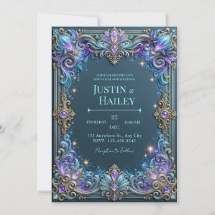 Invitation Mariage à la Bordure Céleste d'Améthyste de Minuit